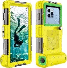  Underwater Snorkeling Diving Phone Case for iPhone 16/15/14/13/12/11 Pro Max/XR/X Galaxy S24/S23/S22/S21 Professional Universal Waterproof Case for Snorkeling Scuba Dive Photo Video, Yellow