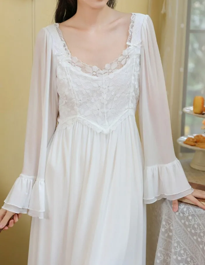 Vintage Princess Lace Stitched Night Gown Dress