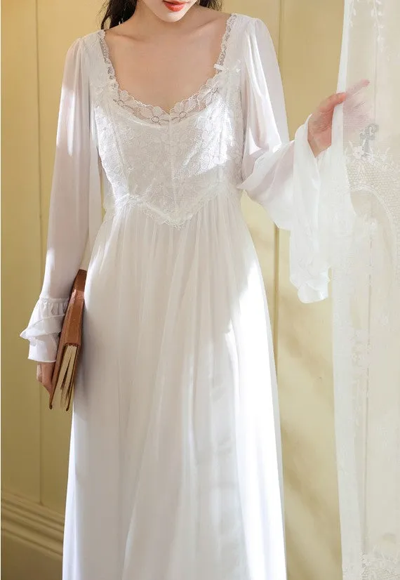 Vintage Princess Lace Stitched Night Gown Dress