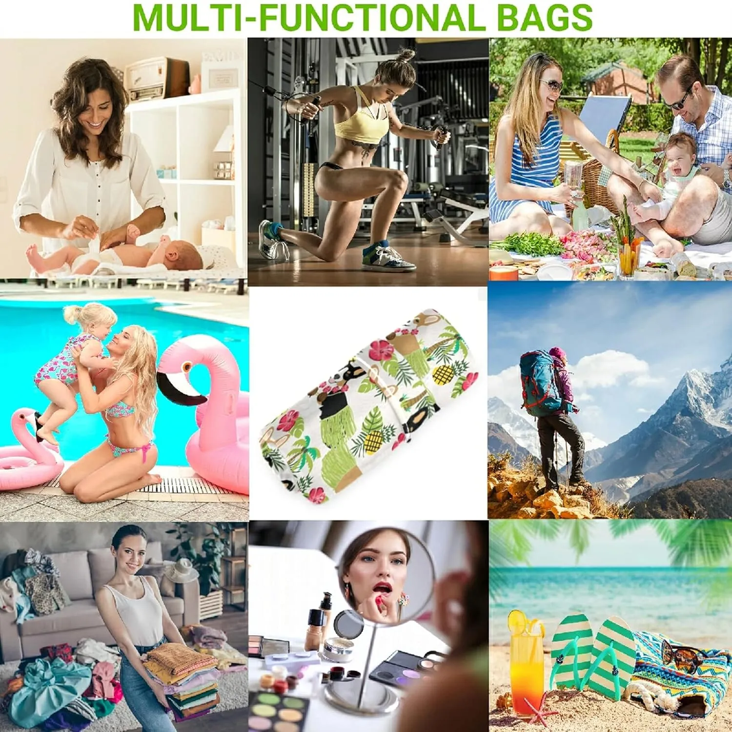visesunny Corgi With Grass Skirt Palm Pineapple 2Pcs Wet Bag with Zippered Pockets Washable Reusable Roomy Diaper Bag for Travel,Beach,Daycare,Stroller,Diapers,Dirty Gym Clothes,Wet Swimsuits,Toiletri
