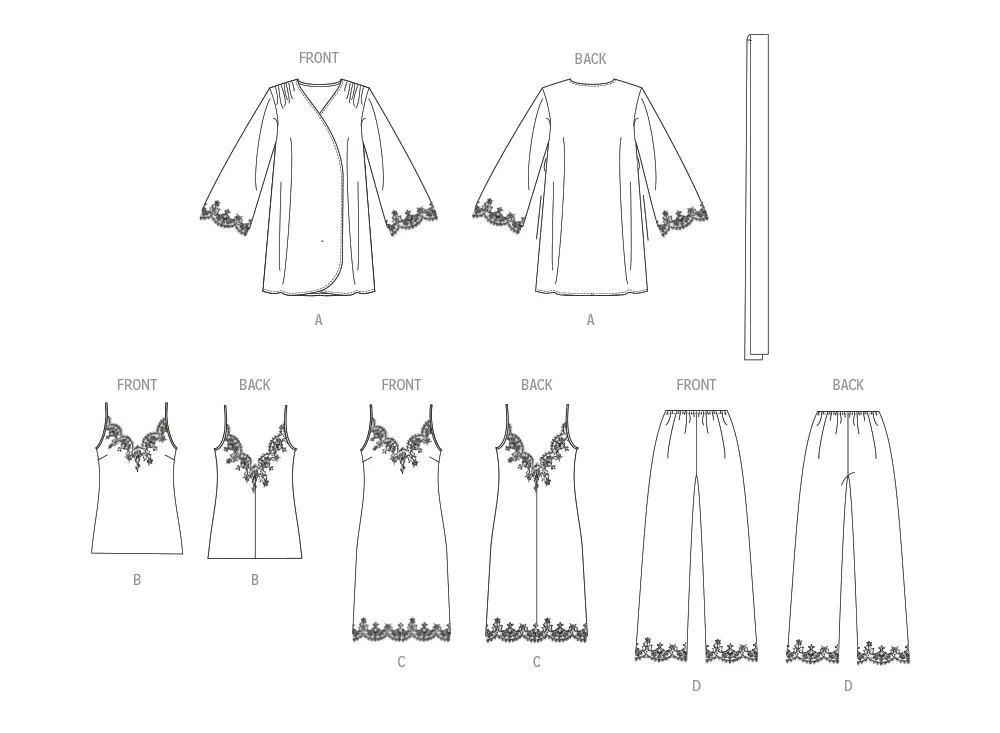 Vogue sewing pattern 1962 Robe, Camisole, Slip Dress and Pants