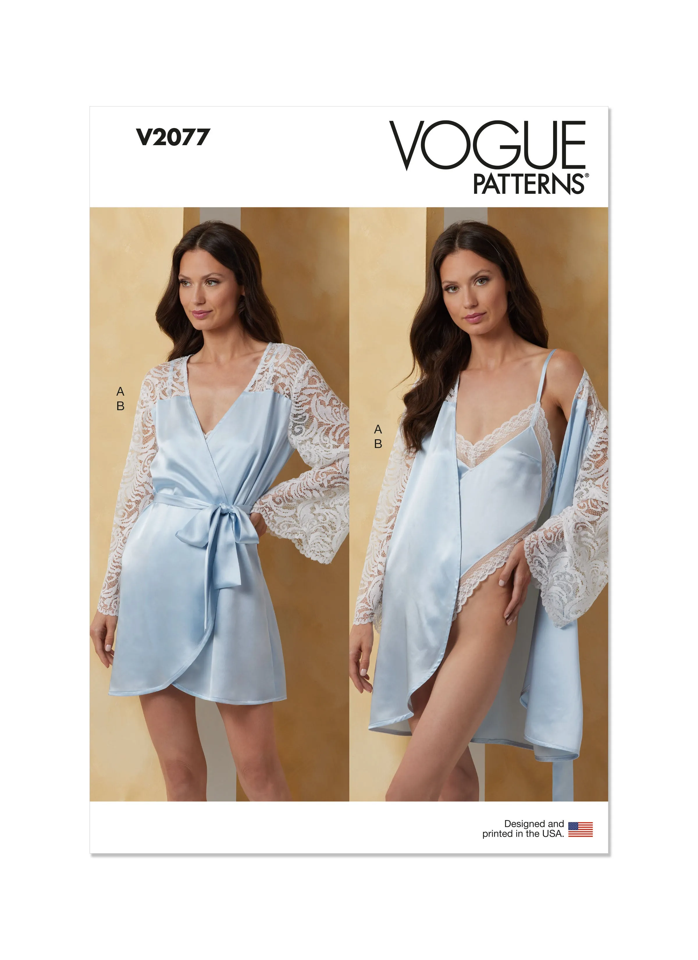 Vogue Sewing Pattern 2077 Misses' Robe with Belt and Teddy