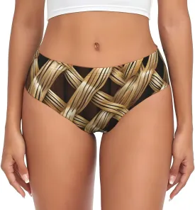 Wicker Woven Grid Print Women Underwear Skin Friendly Panties Briefs Soft Moisture-Wicking Daily Activity