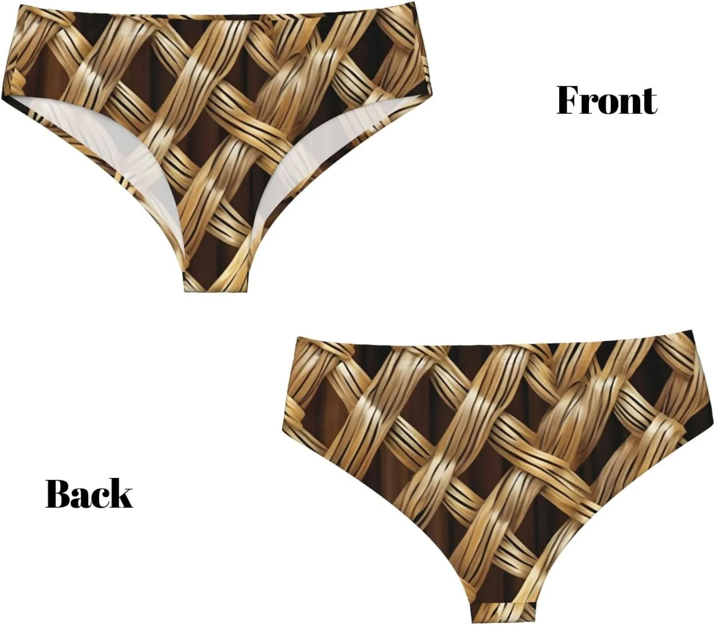 Wicker Woven Grid Print Women Underwear Skin Friendly Panties Briefs Soft Moisture-Wicking Daily Activity
