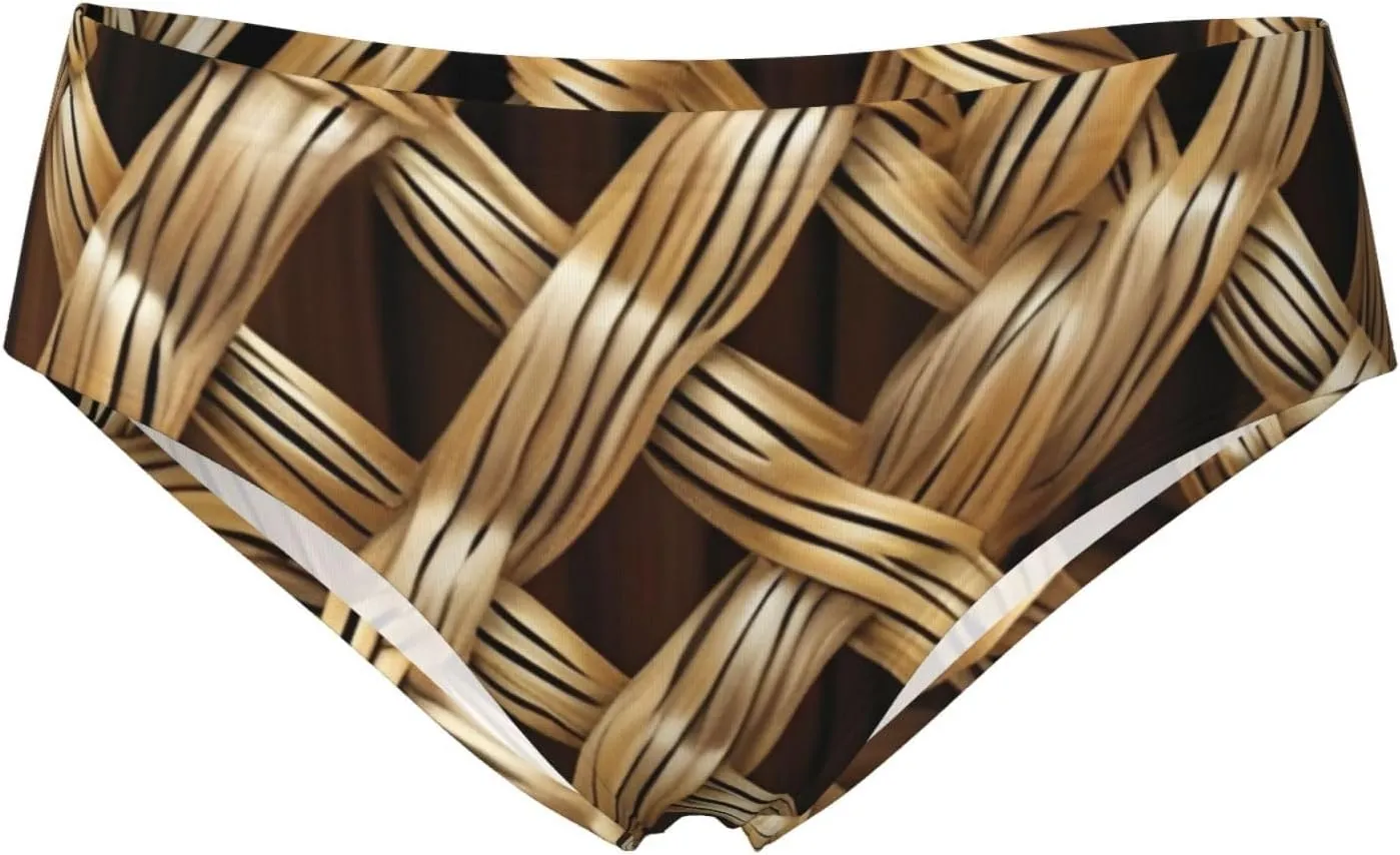 Wicker Woven Grid Print Women Underwear Skin Friendly Panties Briefs Soft Moisture-Wicking Daily Activity