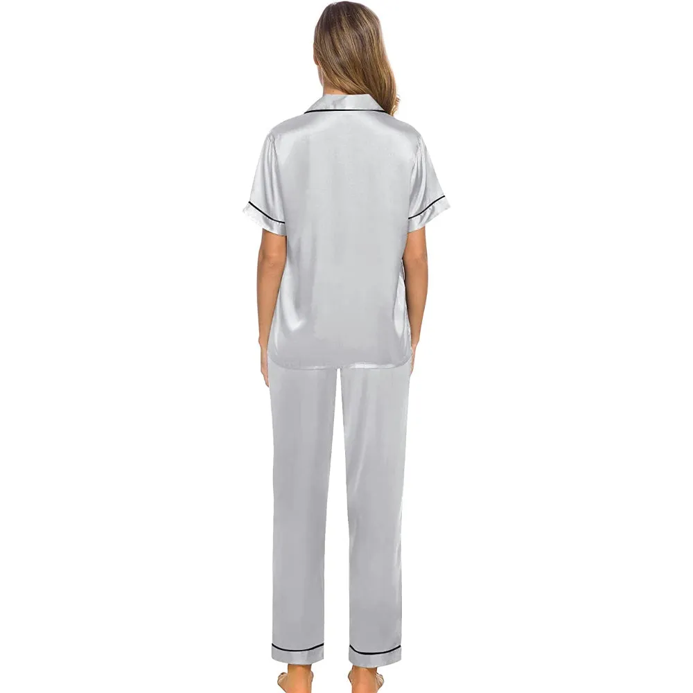 Women Pajama Two-piece Sleepwear Button-Down