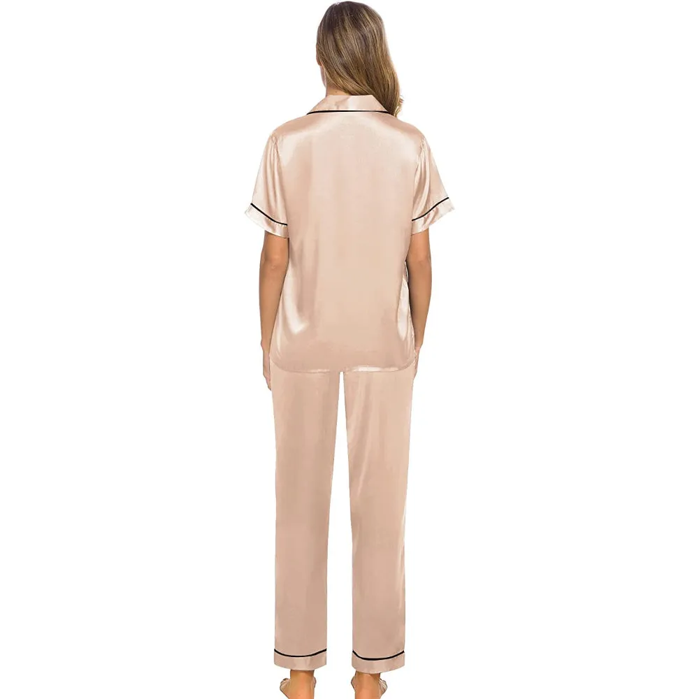 Women Pajama Two-piece Sleepwear Button-Down