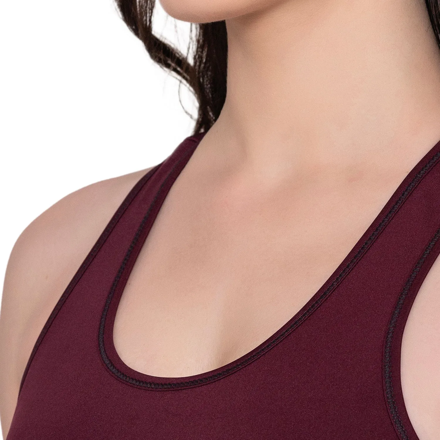 Women's Wirefree Padded Full Coverage Sports Bra - Wine