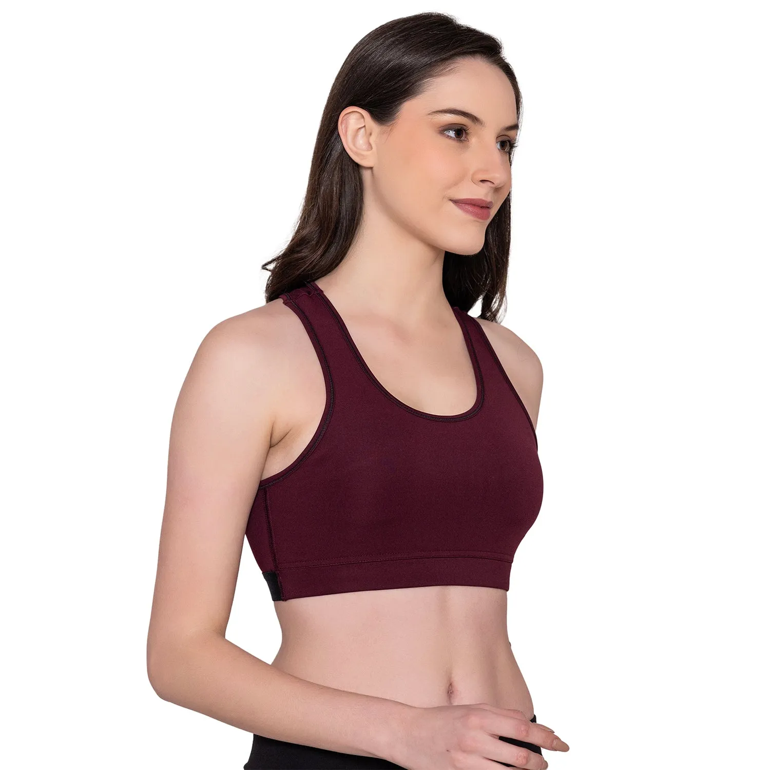 Women's Wirefree Padded Full Coverage Sports Bra - Wine