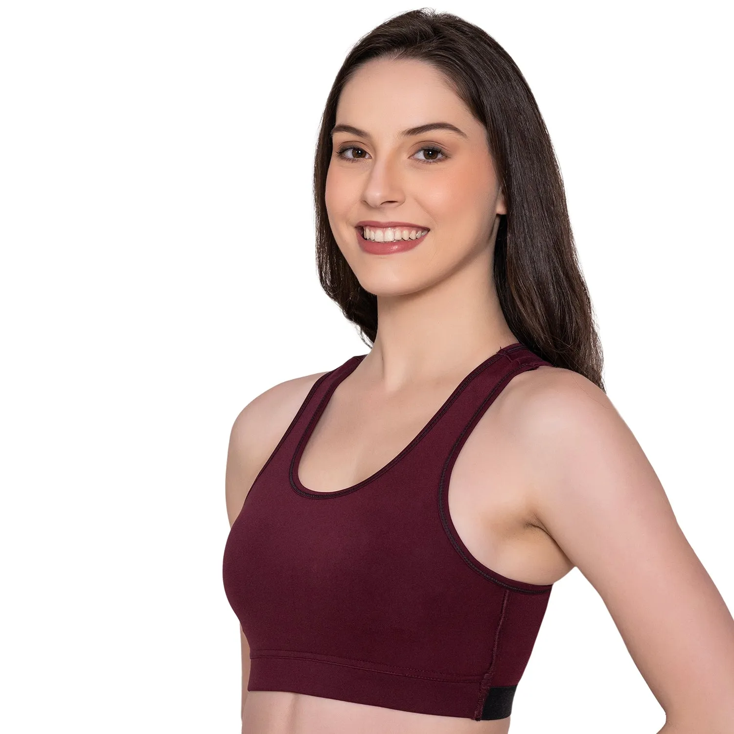 Women's Wirefree Padded Full Coverage Sports Bra - Wine