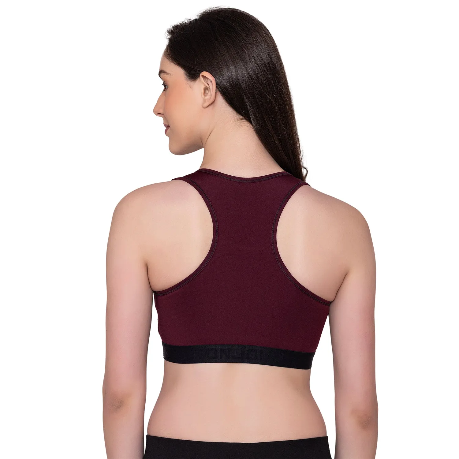 Women's Wirefree Padded Full Coverage Sports Bra - Wine