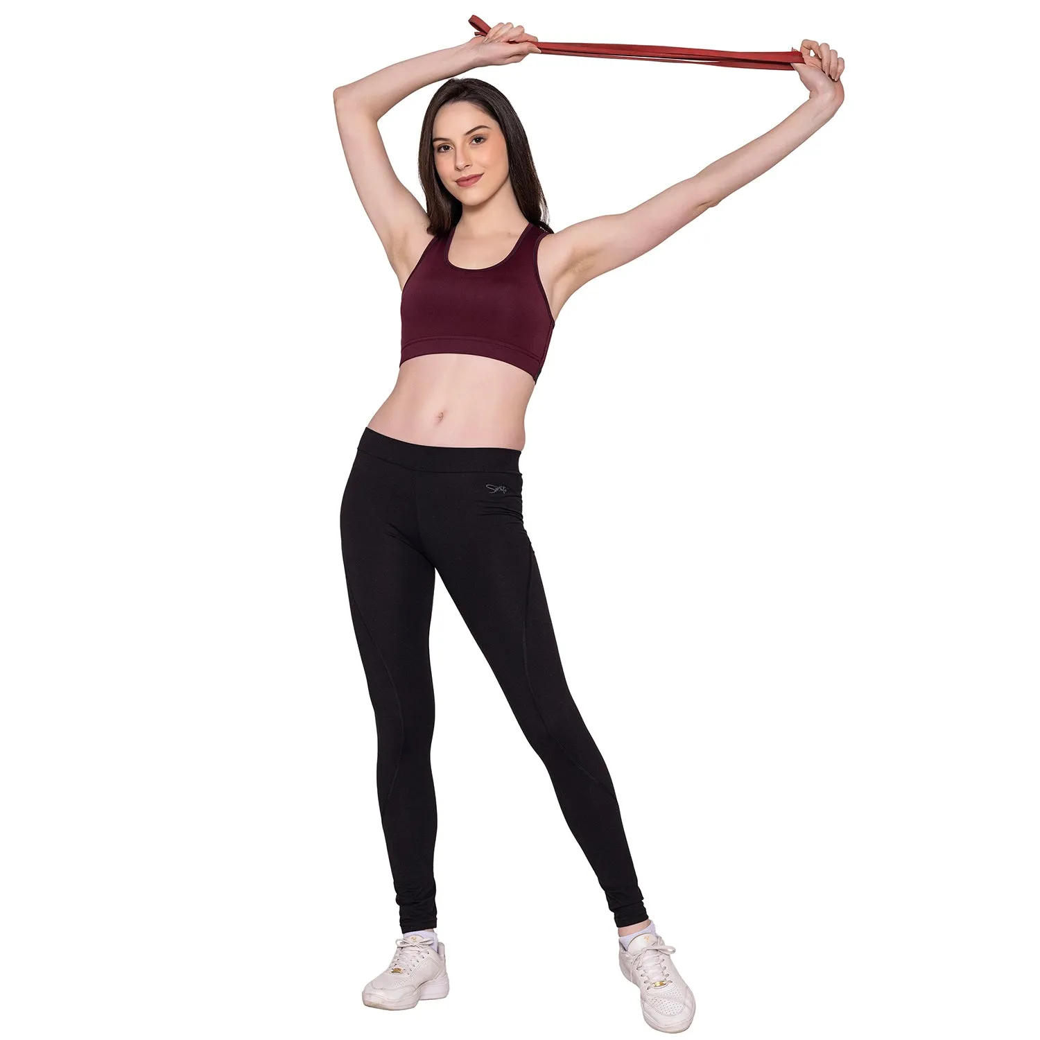 Women's Wirefree Padded Full Coverage Sports Bra - Wine